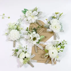 Boutonniere And Wrist Corsage Korean Western Forest Style Banquet Guests, Hosts, Busts, Hand Flowers, White Series