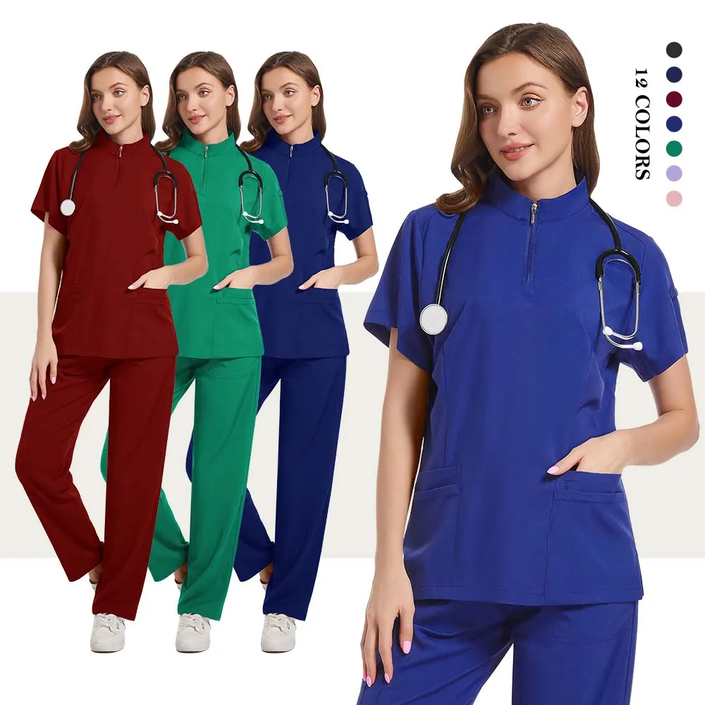 Stretch Scrubs Woman Set Medical Uniforms Women Surgical Tops Pant Dental Clinic Beauty Salon Workwear Clothes Nurse Accessories view 3