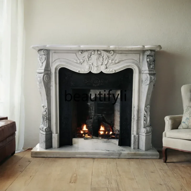 

New marble white marble stone French European decorative mantel Quyang carving6005