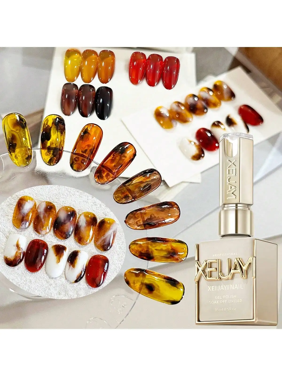 

XEIJAYI 3 шт. 15 мл Янтарный новый популярный гель для ногтей, полуперманентный дизайн ногтей, замачиваемый УФ-светодиодный маникюрный салон, гель для маникюрного салона «сделай сам»