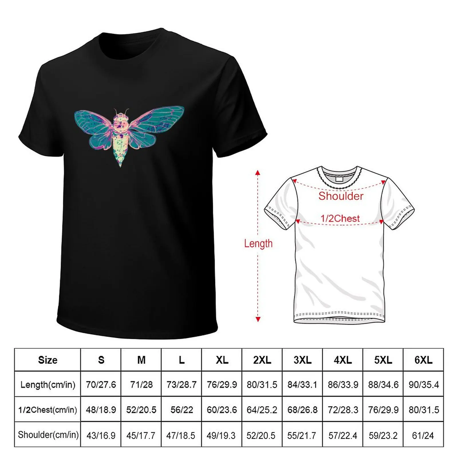 Flying Cicada T-Shirt Minimalist Plain Crew Neck T-Shirt