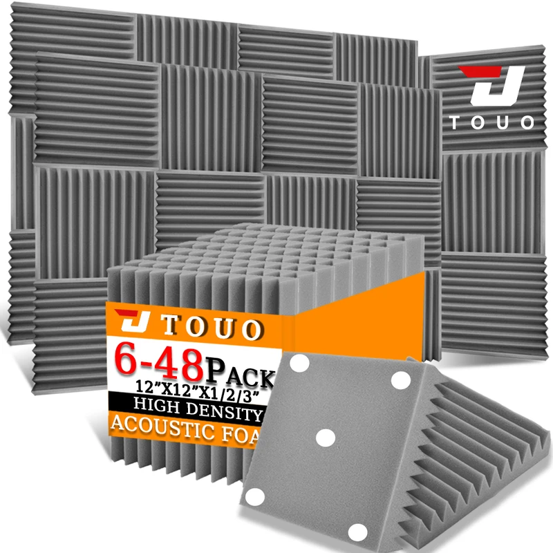

TOUO Acoustic Foam Panel Studio 6-48 Pcs Music Studio High Density Acoustic Walls Foam Ceiling Home Soundproof Decoration