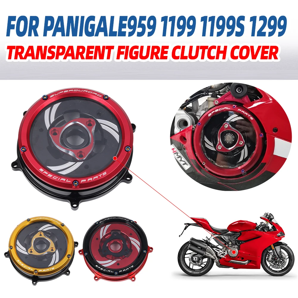 For Ducati Panigale 959 1199 1199S R 1299 Corse ABS R V2 Motorcycle Accessories Engine Clear Clutch Case Cover Protector Guard