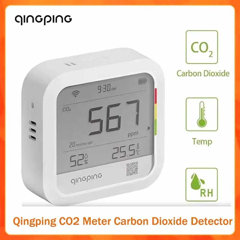 

Детектор углекислого газа Qingping CO2 с Wi-Fi, цифровой ЖК-дисплей, комнатный термометр-гигрометр для дома, IoT-устройство Qingping