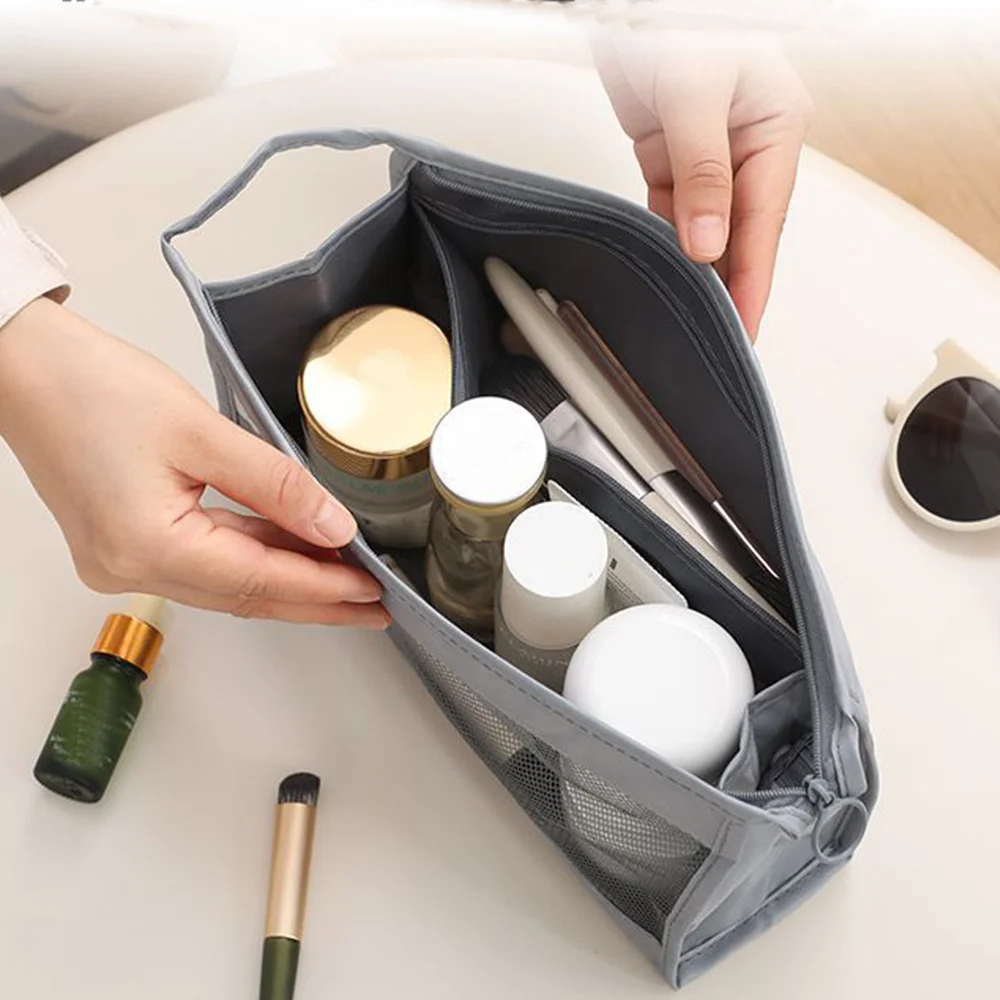 Women Transparent Mesh Travel Makeup Bag, Portable Large Capacity Toiletry Storage Pouch for Lipstick Phone Outdoor