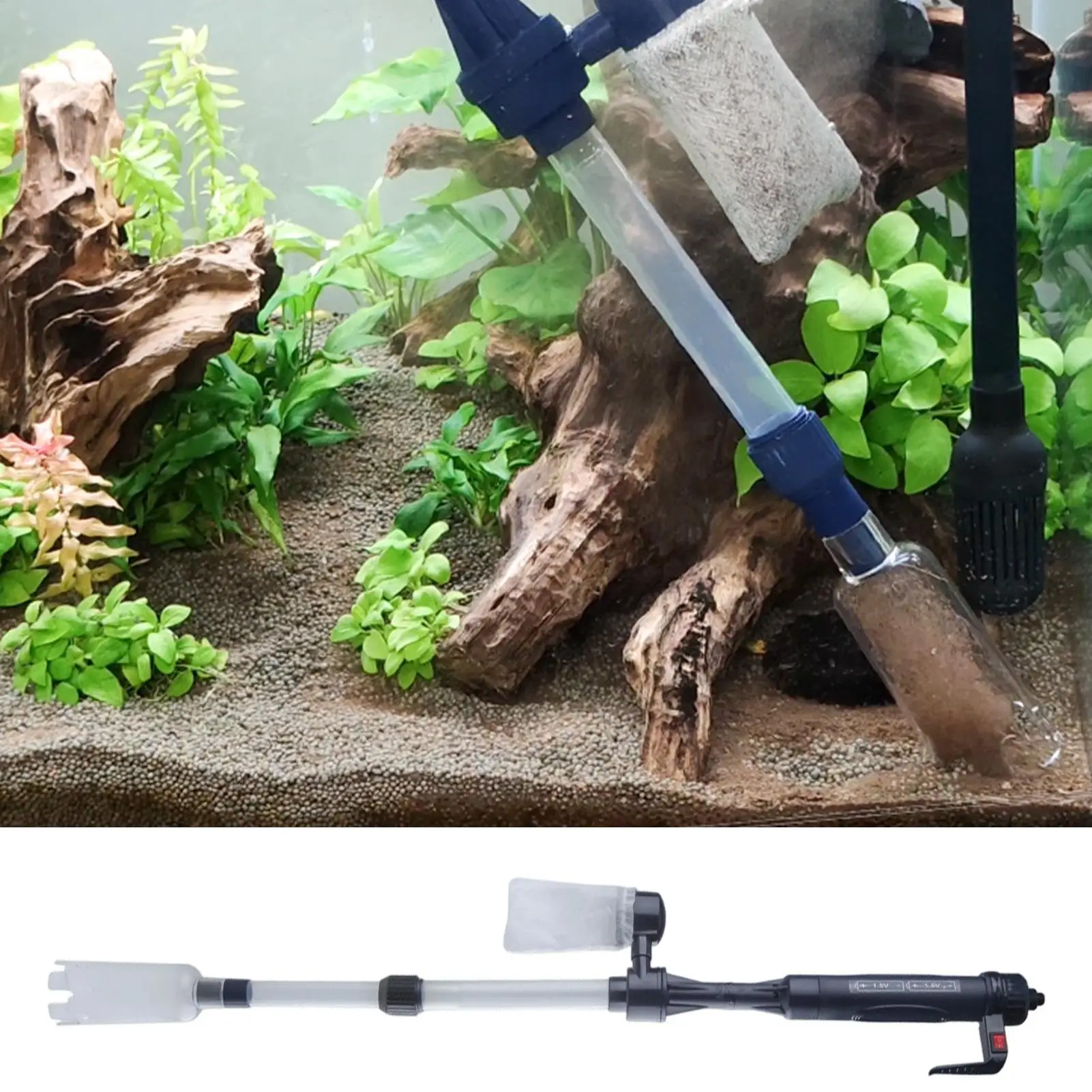 Aquarium Vacuum Adjustable Telescopic USB Portable Aquarium Water Changer Pump System Fish Tank Cleaning Siphon Tool