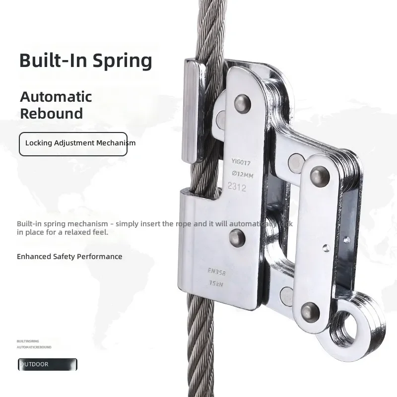 For 8mm Alloy Steel Wire Rope Self Locking Fall Arrestor for Aerial Work Mountain Wind Power Protection Stainless Steel Cable