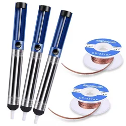 Hot Aluminium Desoldering Suction Pump Tool +Desoldering Mesh Braid Tape Copper Welding Solder Remover Flux BGA Repair Tool