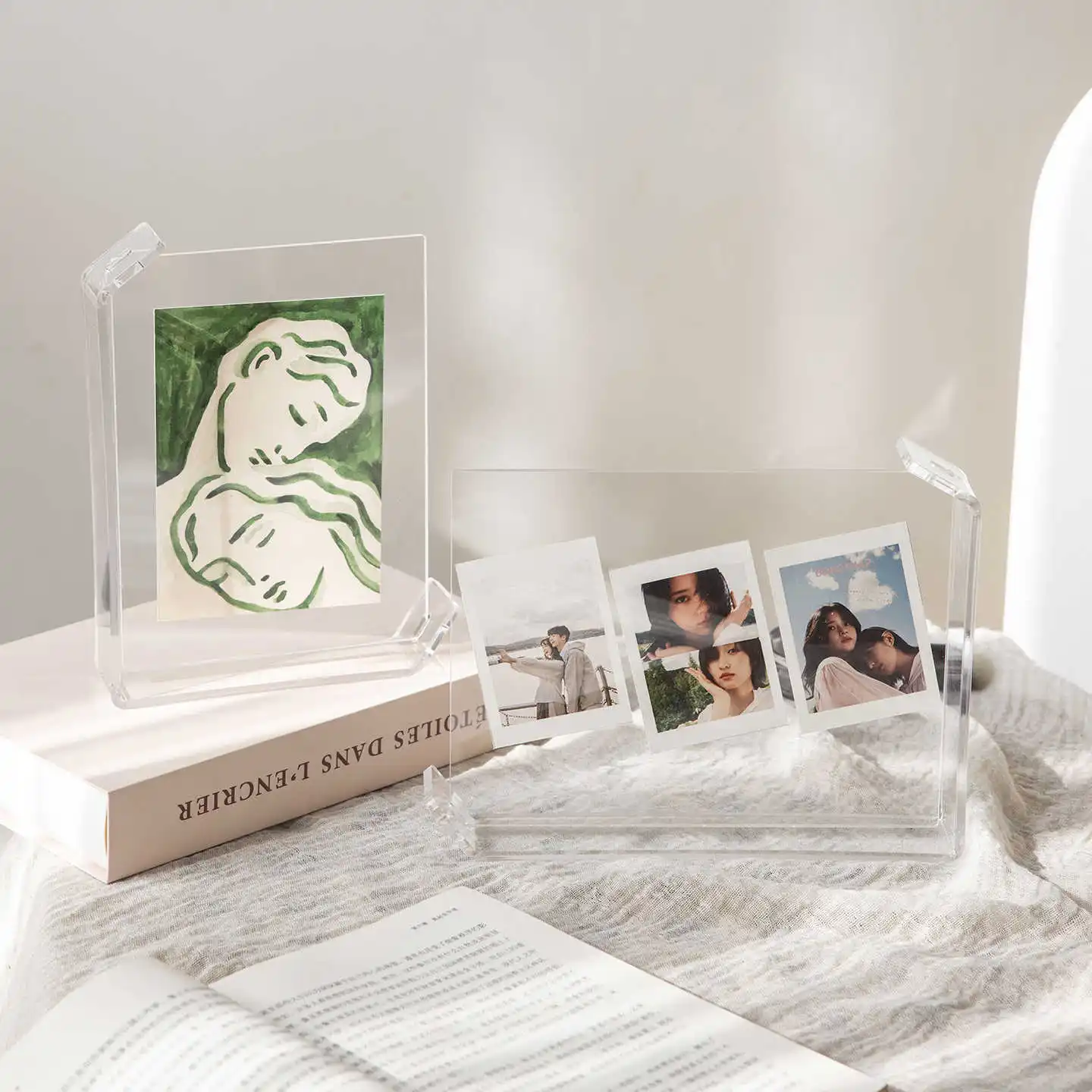Acrylic Transparent Double Sided 6/7/8inch Photo Frame Tabletop Creative Wedding DIY Picture Frame Home Table Décor Gift