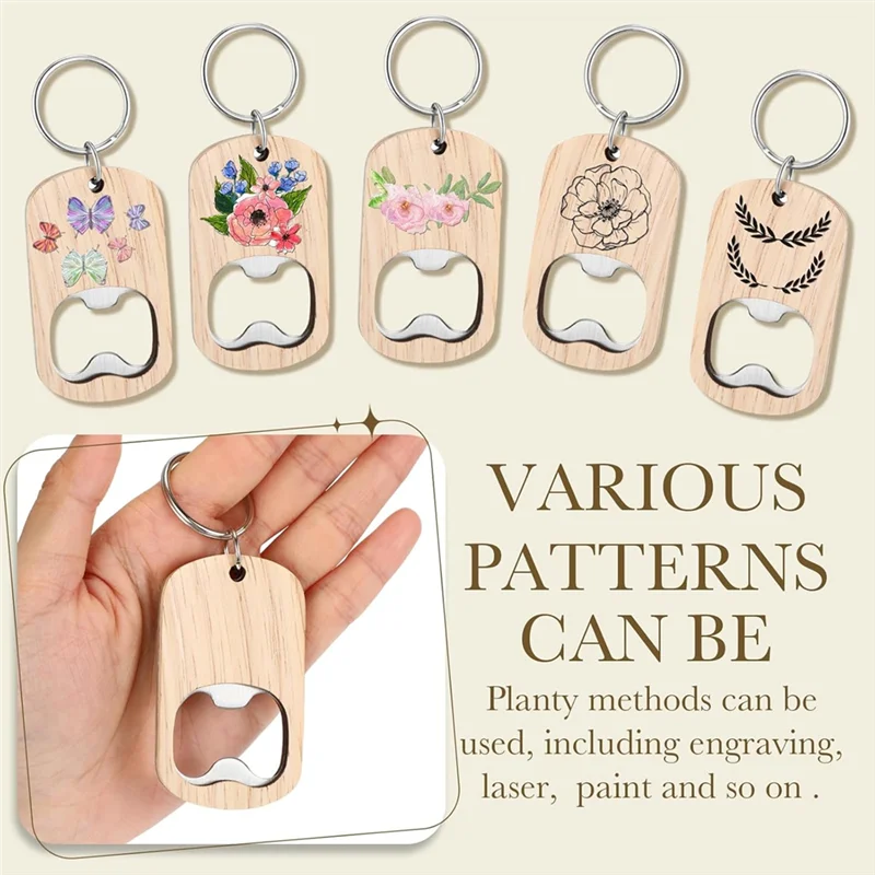 Hot Selling Wooden Corkscrew Keychain Blank For Engraving DIY Gift Wedding Birthday Party Favor