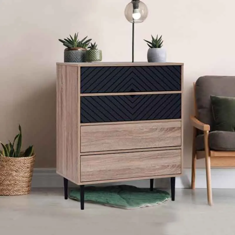 French Nordic Luxury 2 Drawer Nightstand Wood Bedside Table