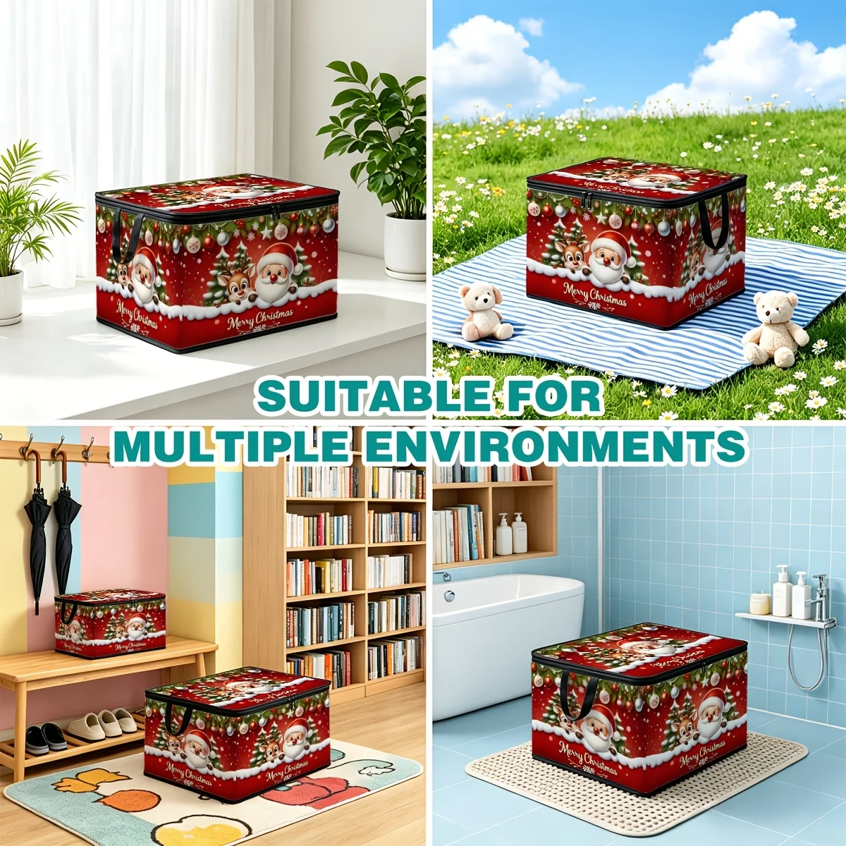 Christmas Decor Storage Box, Foldable Fabric Box