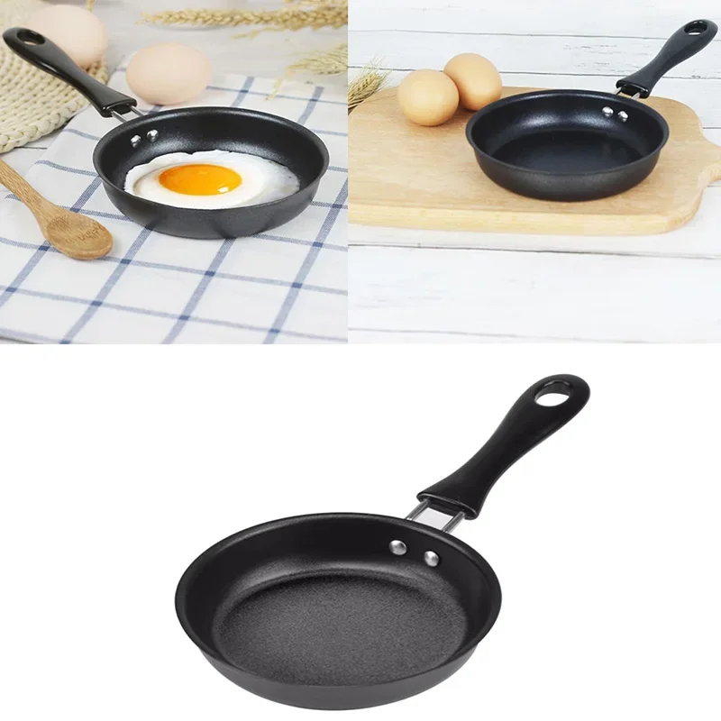 Mini Cooking Pan Non-Stick Iron Frying Pan Coating Portable Long Handle Fried Eggs Making Breakfast