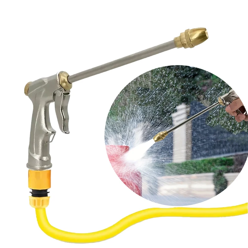 Tragbare Hochdruck-Wasserpistole mit Verstellbarem Metallaufsatz für Autowäsche, Gartenbewässerung und Schaumsprüher