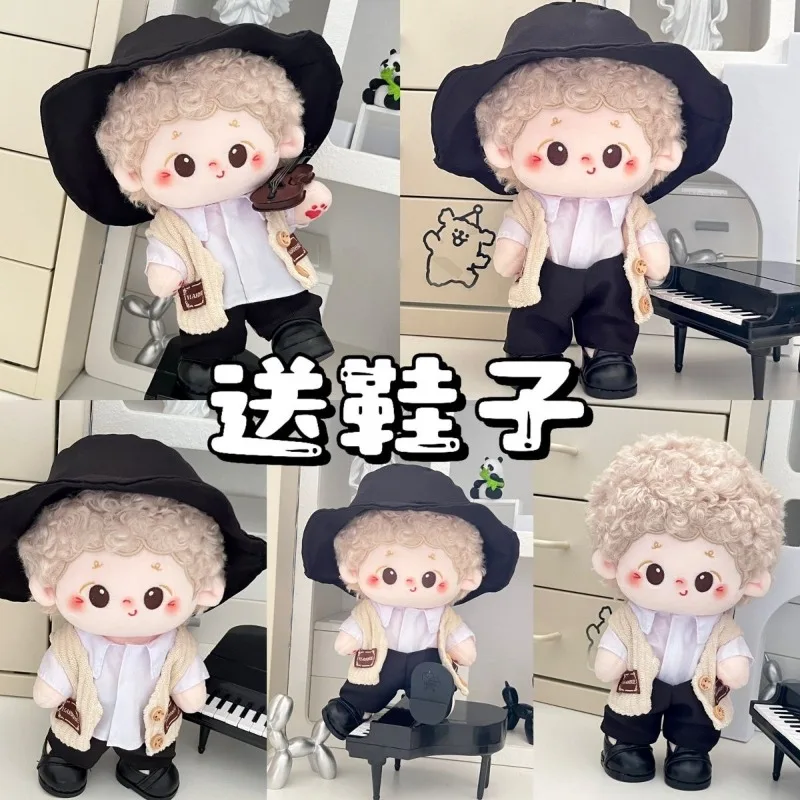 20cm cotton doll clothes, men's uniform shirt set, doll changing clothes, shoes, no attributes