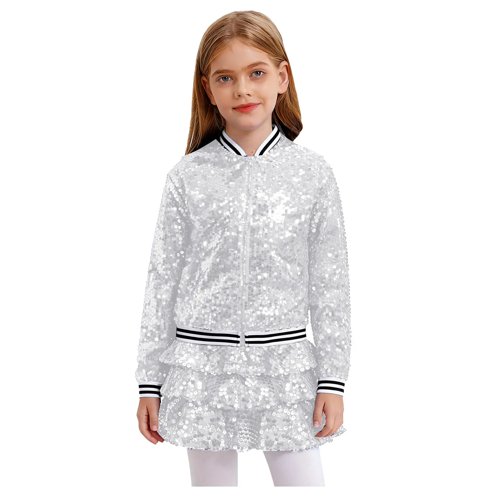 أطفال بنات ملابس رقص الجاز الشارع الشهير ملابس للحفلات مجموعات تشايلدز مطرزة وتتسابق تشايلدز سترات للعبة البيسبول الهيب هوب ازياء #3