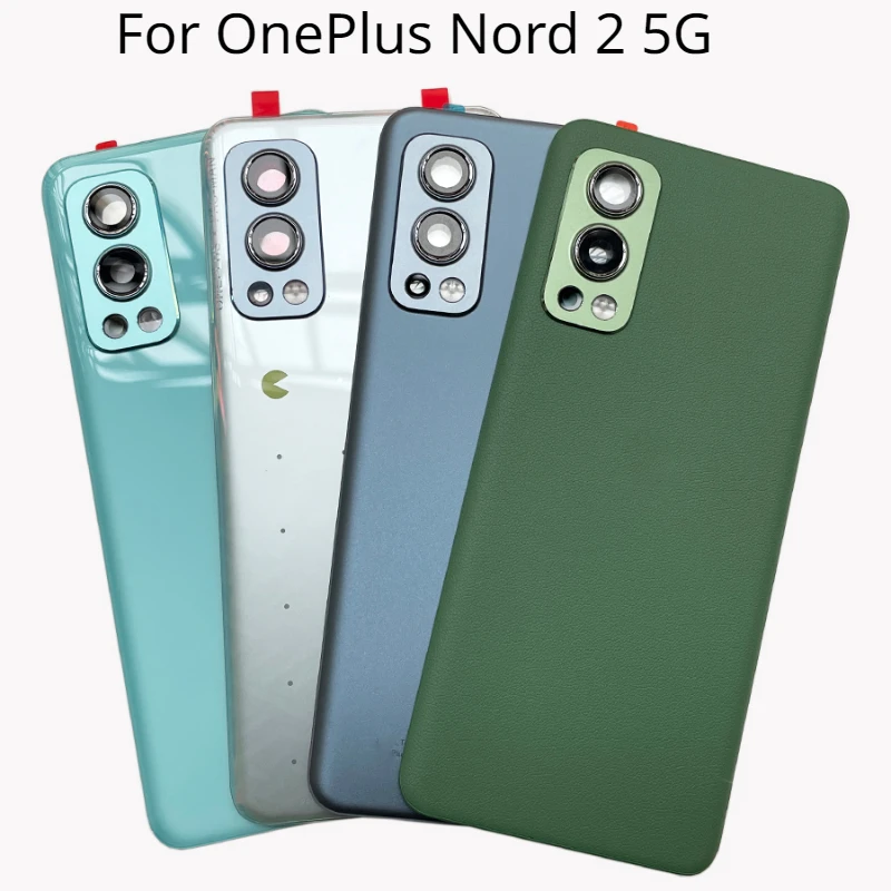 Nord 2 Rear Housing Cover for OnePlus Nord 2 5G, Back Door Glass Repair Battery Case + Logo Camera Lens Glue