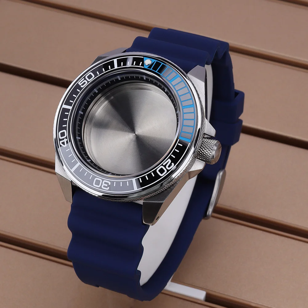43.8MM Diving Watch Case Sapphire Glass For Seiko NH35 NH36 NH38 NH34 Movt 28.5mmDial Rubber Strap Modified Samurai Accessories