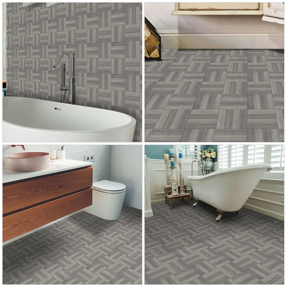 

5Pcs Non-Slip PVC Waterproof Floor Tile Decals Kitchen Bathroom Decorative Self-Adhesive Peel Stick Stickers Oilproof
