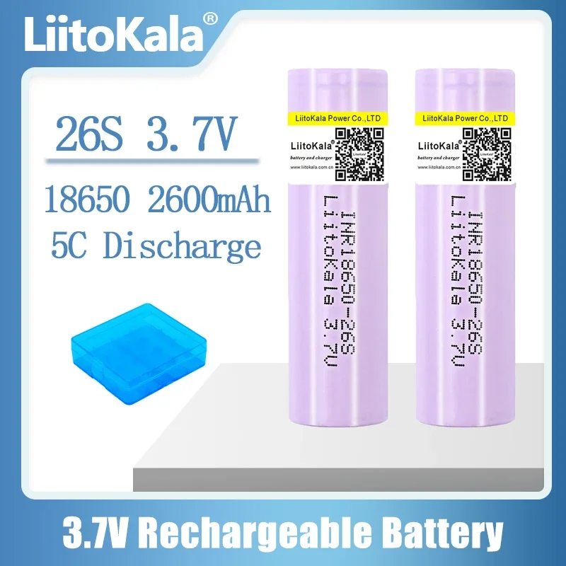 

LiitoKala New Original 26S 3.7v 18650 2600mAh Lithium Rechargeable Batteries Continuous Discharge 15A For Drone Power Tools +box