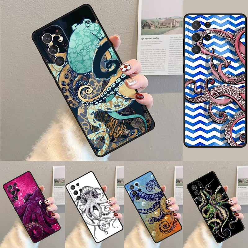 Marine Life Ocean Octopus Silicone Phone Case For Samsung Galaxy note 10 pro S26 S25 S24 S23 S22 S21 Plus S25Ultra Capa Cover