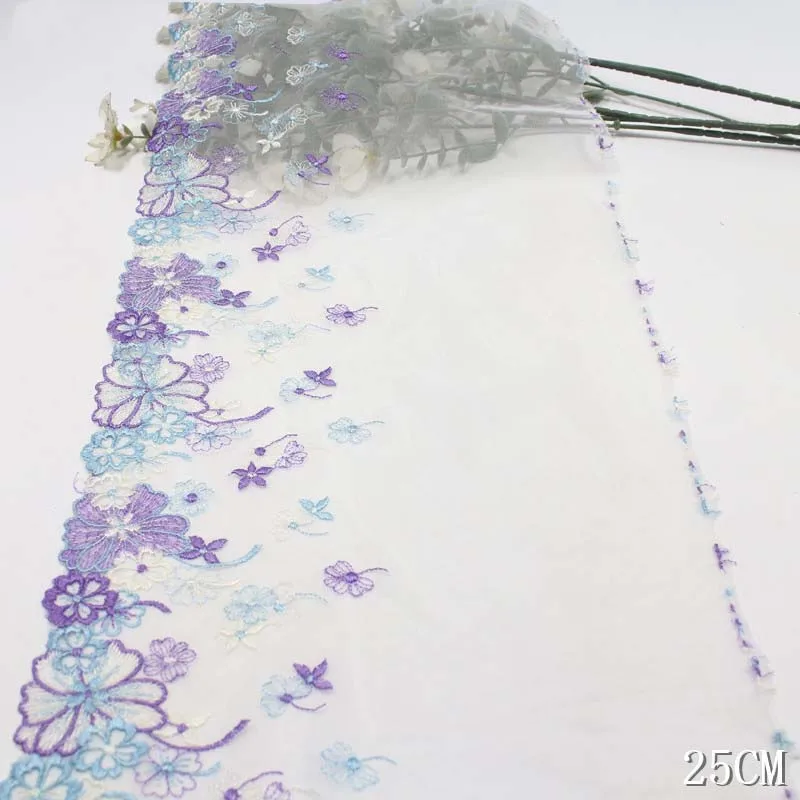 

40 ярдов, синие, фиолетовые цветы, вышивка, кружевная отделка, подол юбки для одежды, аксессуары, нижнее белье, платье, шитье, кружево