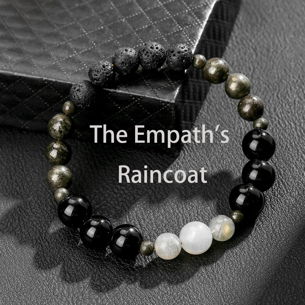 Chinese Style Lucky Fortune Blessing Beaded Bracelet For Men Natural Lava Rock Pyrite Black Onyx Moonstone Elastic Stretch Feng