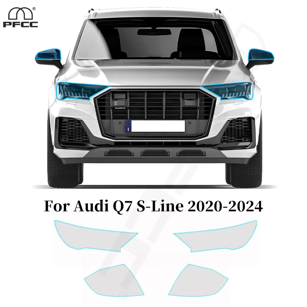 

For Audi Q7 S-Line 2020-2024 Headlight Rearview Anti-scratch TPU Paint Protection Film Pre-cut PPF Clear Bra Resistant Invisible