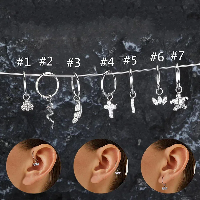 G23 Titanium Hinged Segment Hoop Earrings, CZ Paved Design