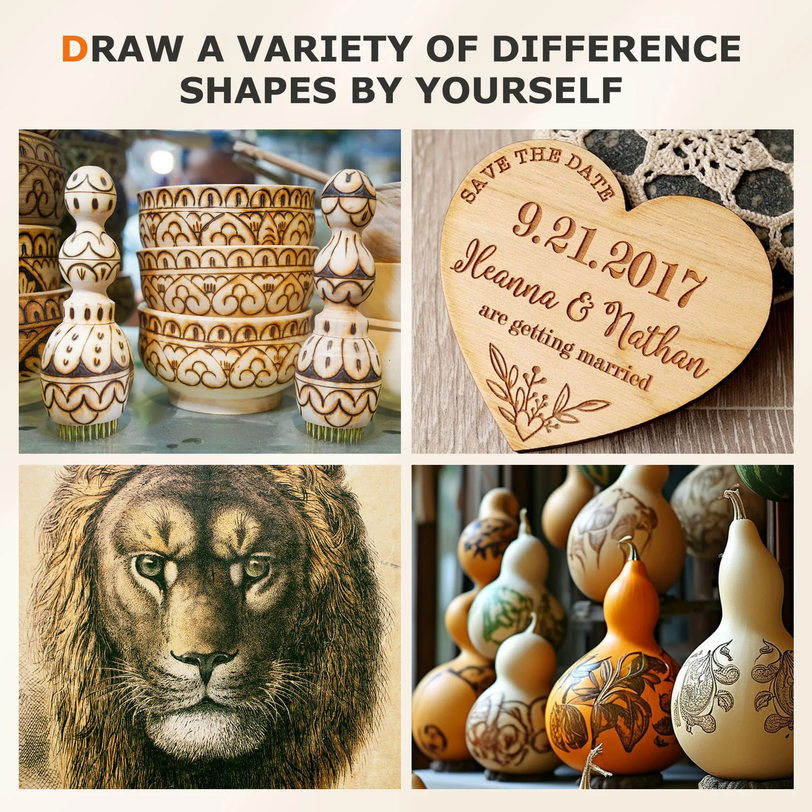 Pyrography Machine 60W Wood Burning Pyrography Pen Kit Electric Woodburning Tool with 30 Pyrography Wire Tips,2 Pens view 6