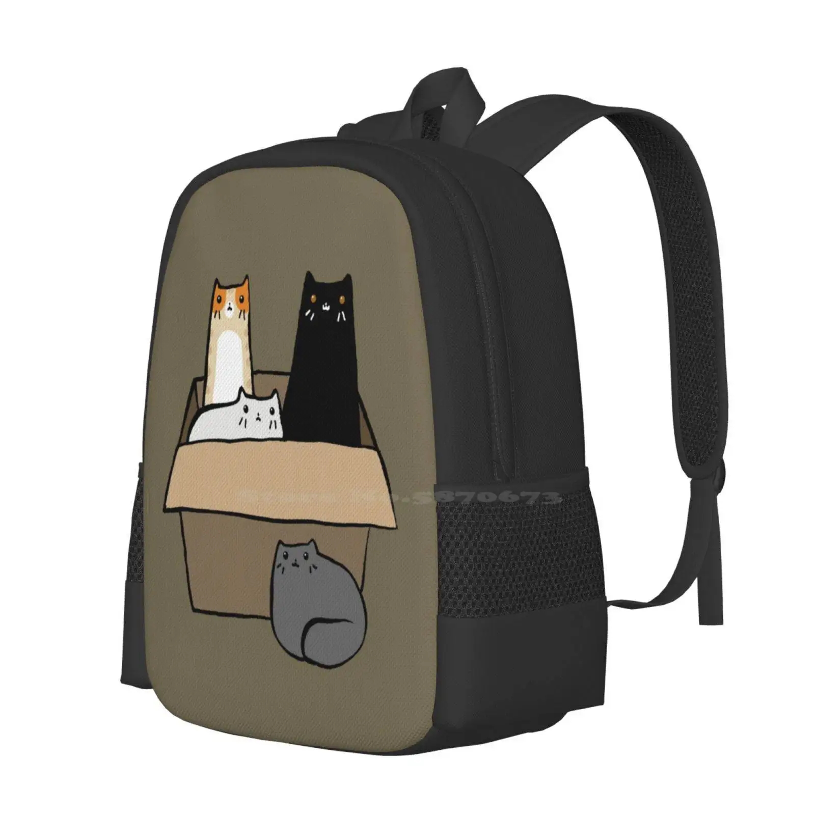 Cats In A Box Pattern Design Laptop Travel School Bags Kitty Kitties Pets Animals Orange Tabby Tabby Cat Black Cats Gray Cats