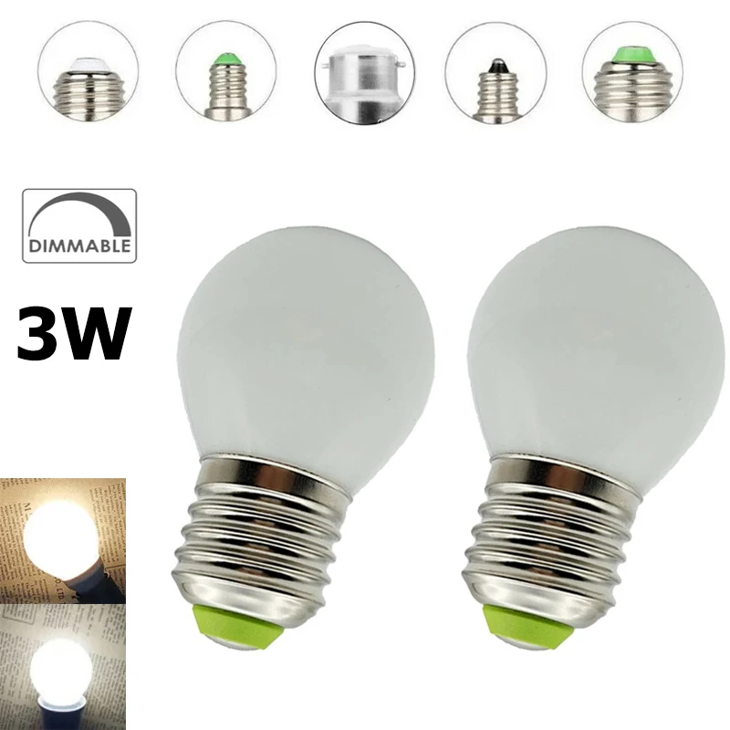 

Dimmable 3W Globe Light Bulb LED E27 220V E12 Cool White Bulbs 360 Headlight For Home Lighting Living Room Decoration Lamp