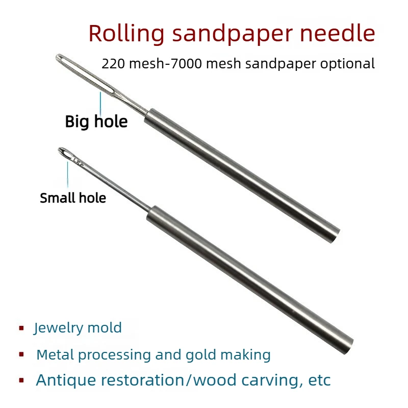 Sandpaper Roll Needle 2.35mm Shank, Jewelry Polishing Grinding Sandpaper Clip Needle, Jewelry Making Tool