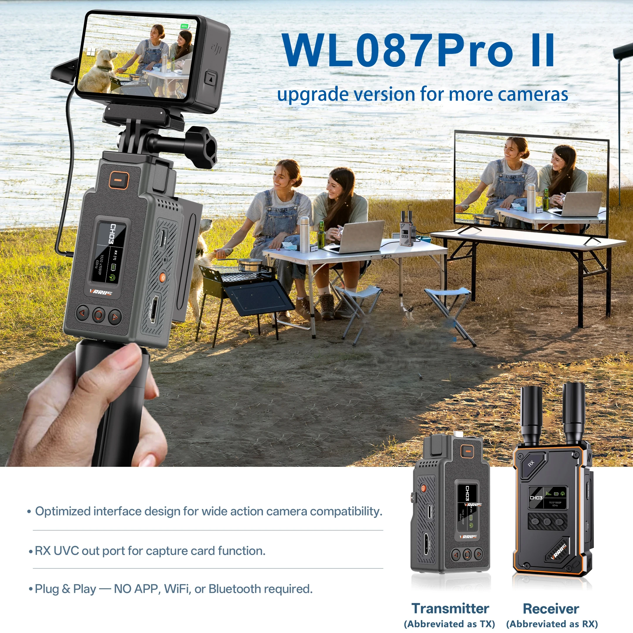 500m HDMI Wireless Extender Transmitter Receiver for DJI Pocket Action Insta360 Ace Camera Live Streaming Video Capture Record