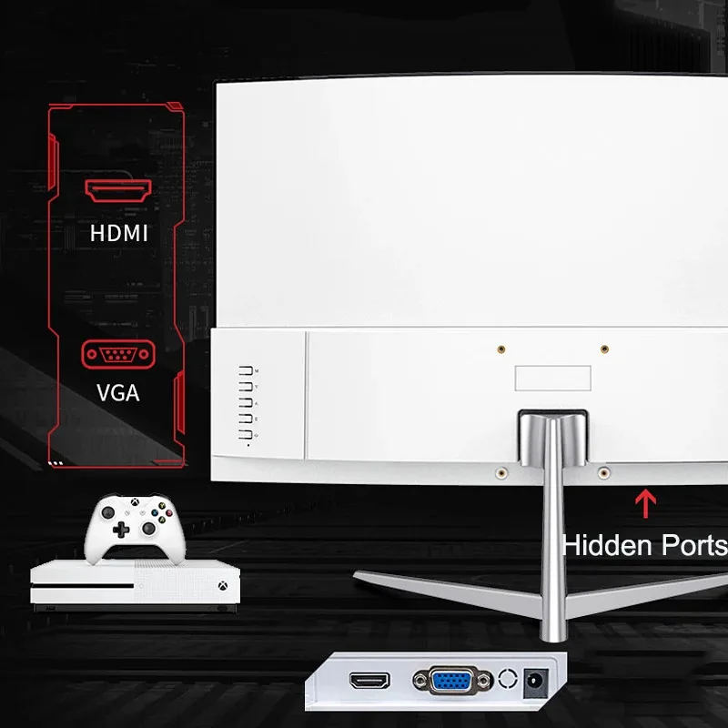 24 Inch Curved 75Hz Monitor Gaming VA FHD 1080P Computer Display 2800R HDMI/VGA DCR Eye Protect VESA 100*100 2ms Response