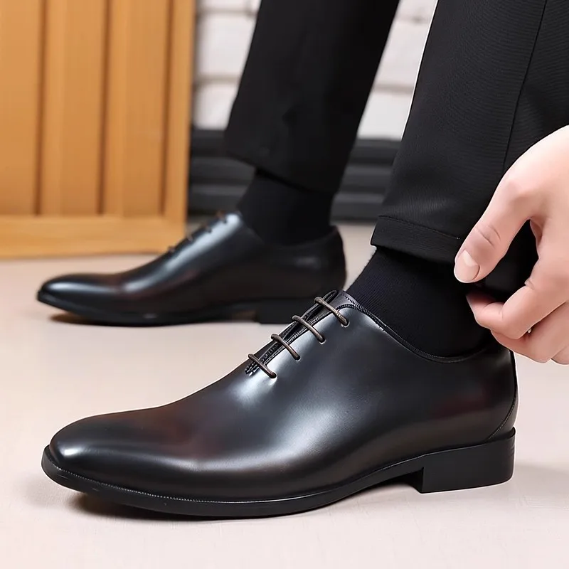 

Designer Genuine Leather Mens Wholecut Oxford Shoes Luxury Brand Black Brown Dress Shoes for Business Office Formal Wear