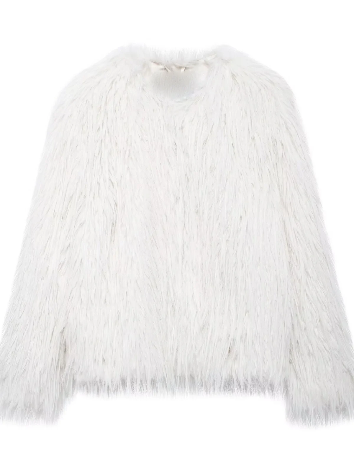 سترة نسائية عصرية متعددة الاستخدامات من الفرو الاصطناعي ملابس خارجية شتوية عصرية غير رسمية برقبة دائرية معطف قصير سميك فضفاض