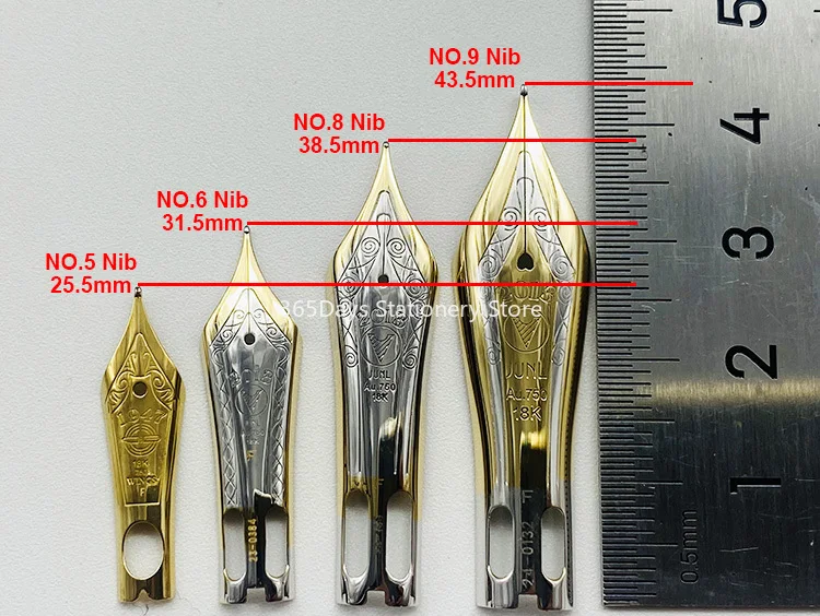 Imagem -06 - Junlai Wingsung Caneta-tinteiro 18k Gold Nib Liga de Titânio Gold Clip Piston Padrão Heartbeat Escrita Presente Kop 900 N0.9