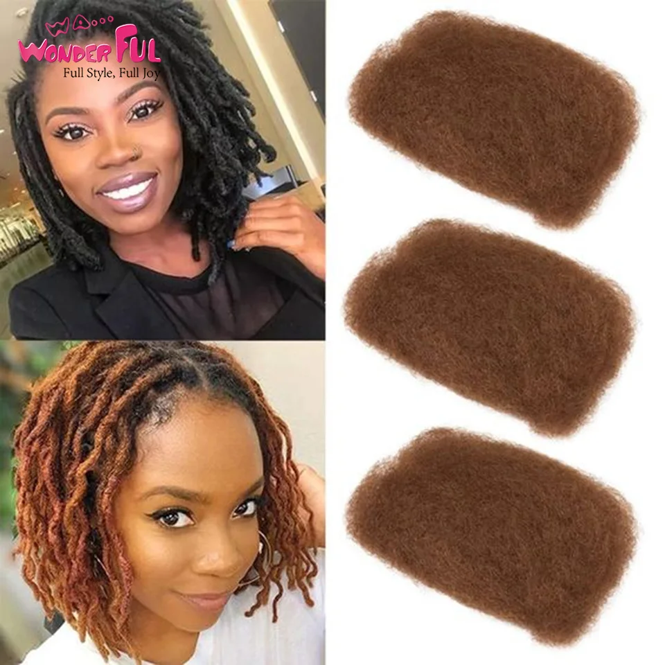 Cabelo Remy Castanho Brasileiro para Trança, Afro Kinky Bulk, 100% Cabelo Humano, Dreadlocks Encaracolados, Cor Natural, 99J