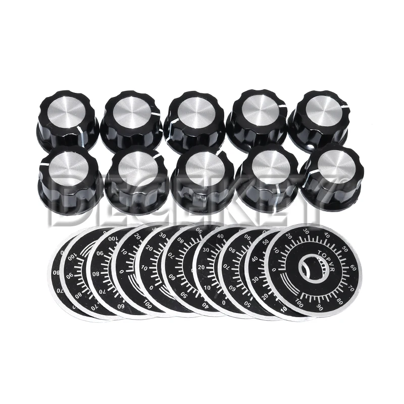 Potentiometer Knob Kit MF-A03 Dial Knob + MF-A03 Bakelite Knob with Scale Plate Sheet Scale Digital