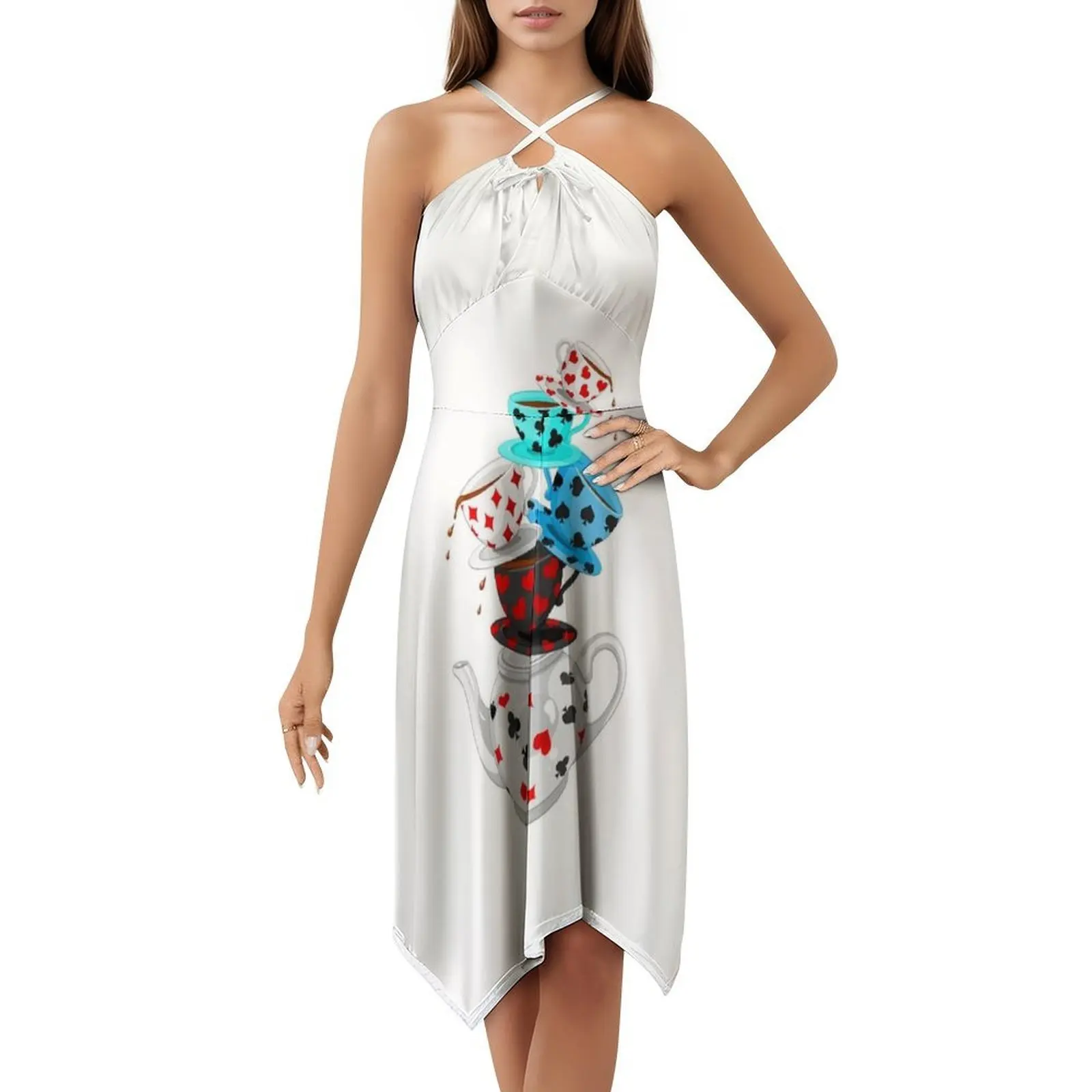 أكواب الشاي فستان بوهيمي عتيق بأكمام منتفخة أو خيارات بدون أكمام للنساء فستان أكواب شاي فاب أربعة قهوة نسائية بريطانية #5