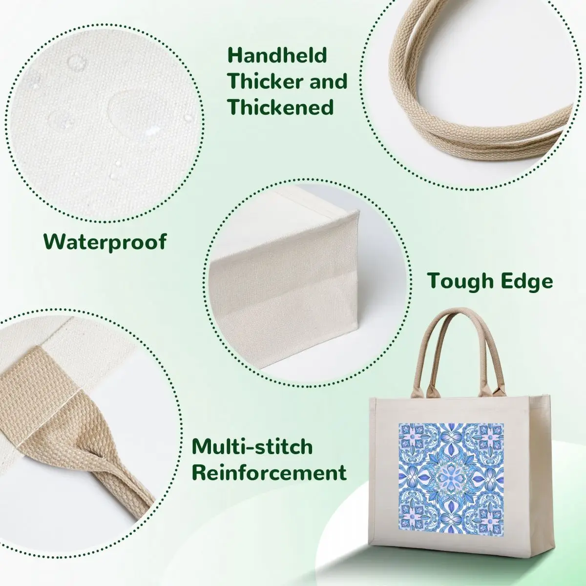 Cornflower Blue, Lilac & White Floral Pattern Tote Bag Gift bag Canvas tote bags cloth bags
