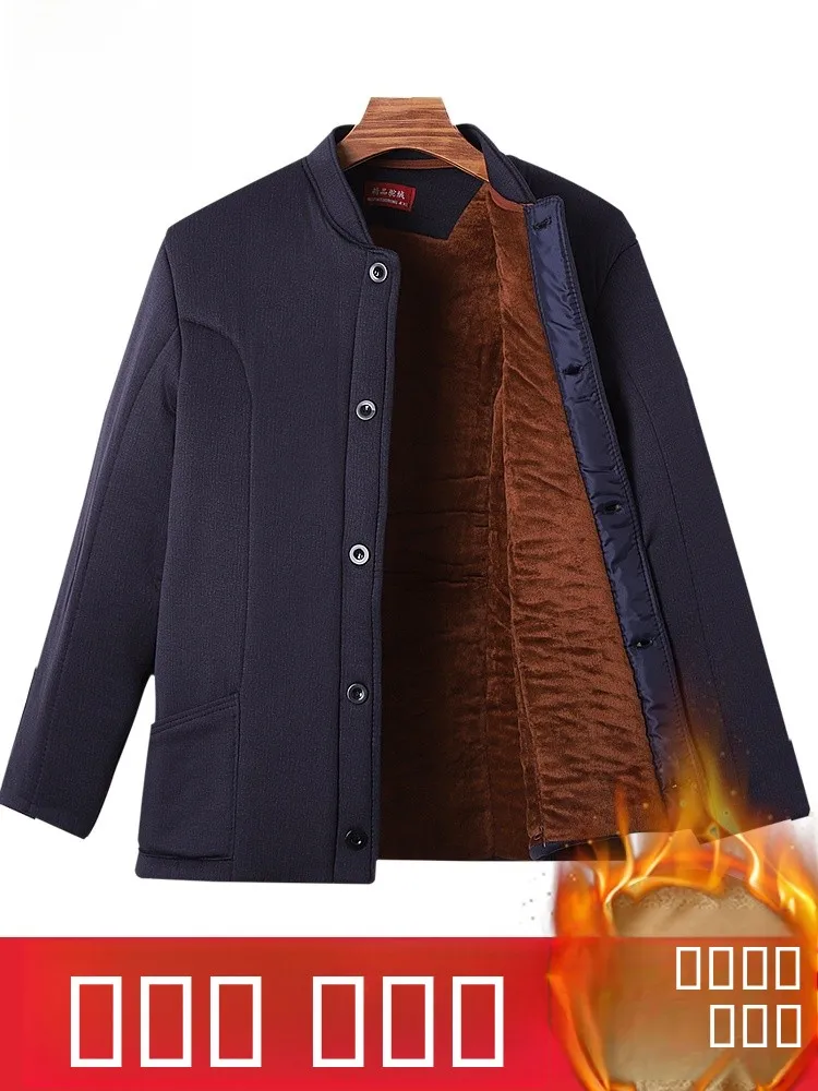 

Thiened верблюжья пуховая хлопковая куртка для мужчин среднего возраста и ли, зимняя теплая верхняя одежда для дома, отдыха, бизнеса, повседневная одежда