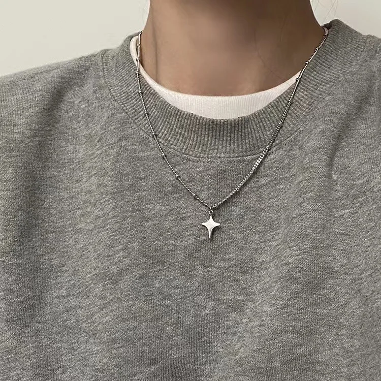 Simple Star Shaped Necklace For Women Gold/Silver Color Metal Snake Chain Ins Korean Style Jewelry Daily Wear Necklace