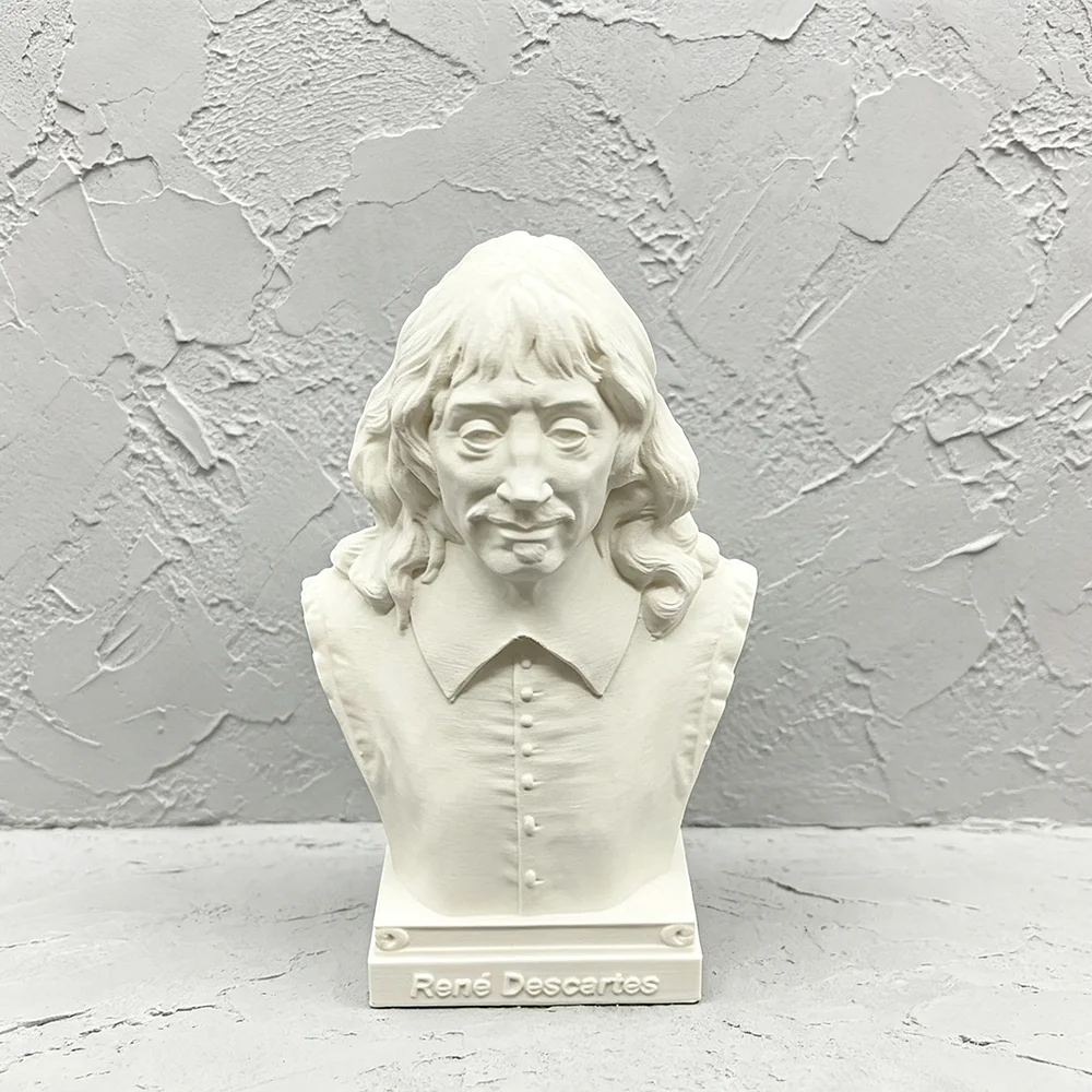 10cm/15cm/25cm French Philosopher Descartes Bust Model 3D Printed PLA Figurine Decoration Ornament Sculpture Models