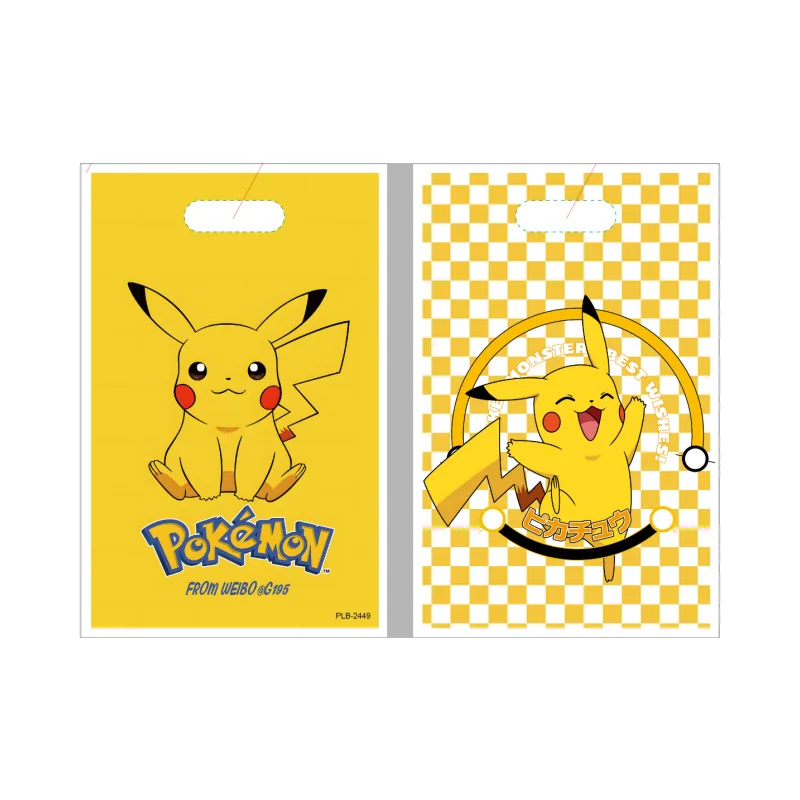 Pokemon pikachu saco de presente festa das crianças dupla face pérola filme sacos de presente feliz aniversário dos desenhos animados saco de plástico sacos de doces