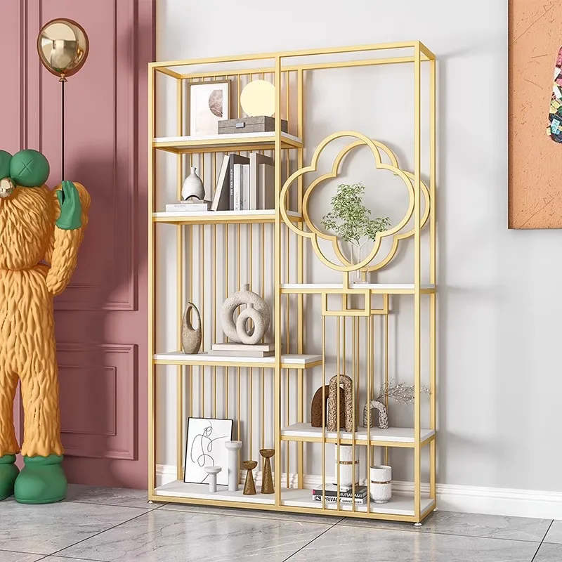 Rak Besi Tempa Mewah Ringan Rak Display Lantai Multi Lapis Rak Dekoratif Partisi Kantor