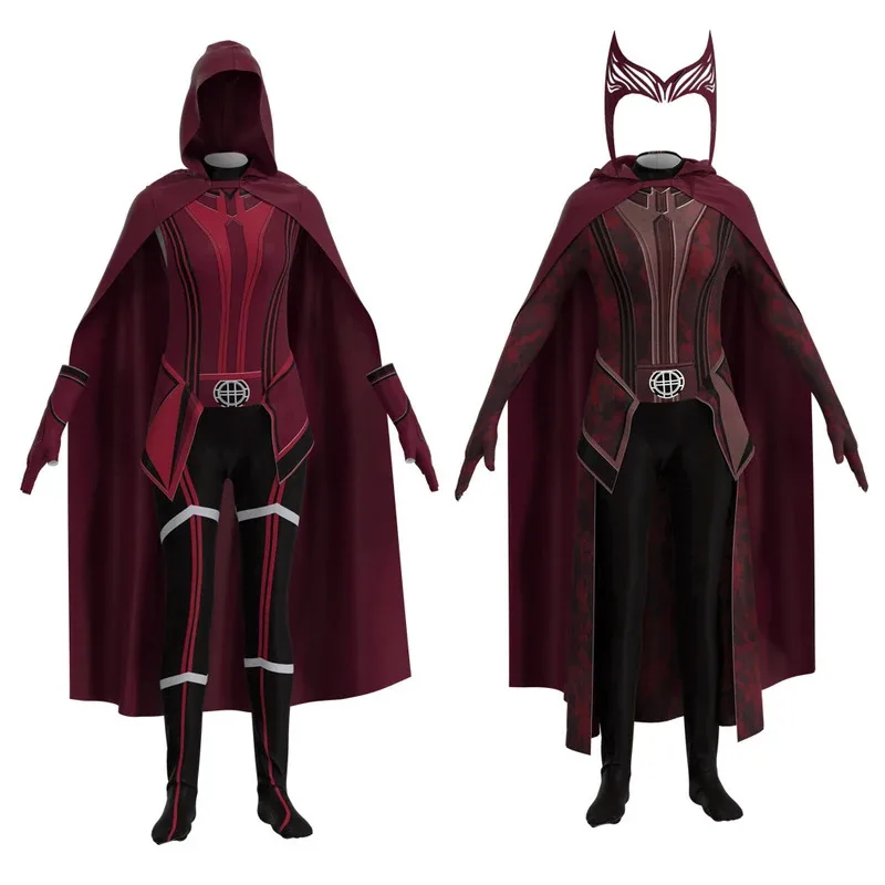Sky06 Wanda Maximoff Cosplay Multiversum Van Madness Scarlet Witch Kostuum Jumpsuit Kroon Hoofddeksel Mantel Cape Volledige Set Endg66liU &