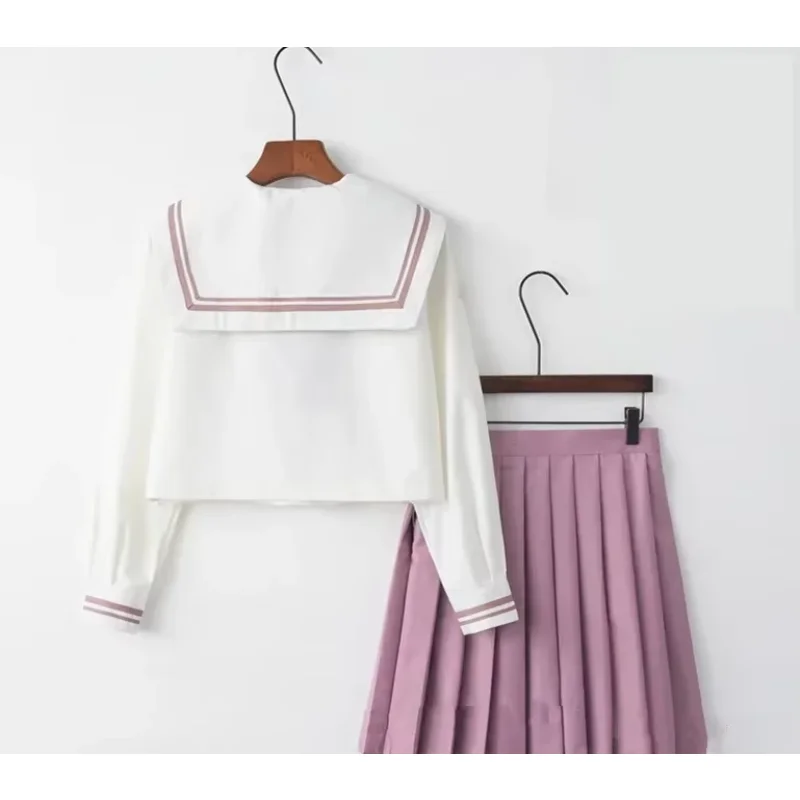 Japanese School Uniform For Girls Sailor Tops+bow tie+Skirt Navy Style Stunts Clothes For Girl  Lala Cheerlear clothing