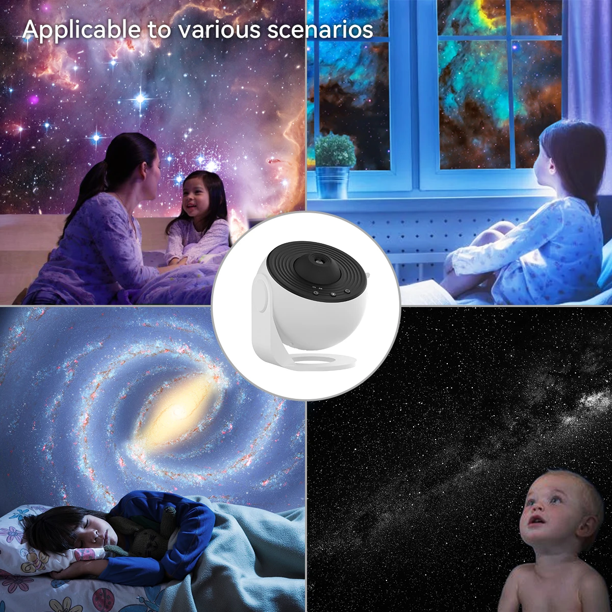 Proyector LED de estrellas para planetario y dormitorio, luz nocturna de cielo estrellado alimentada por USB con 12 discos de galaxia reemplazables